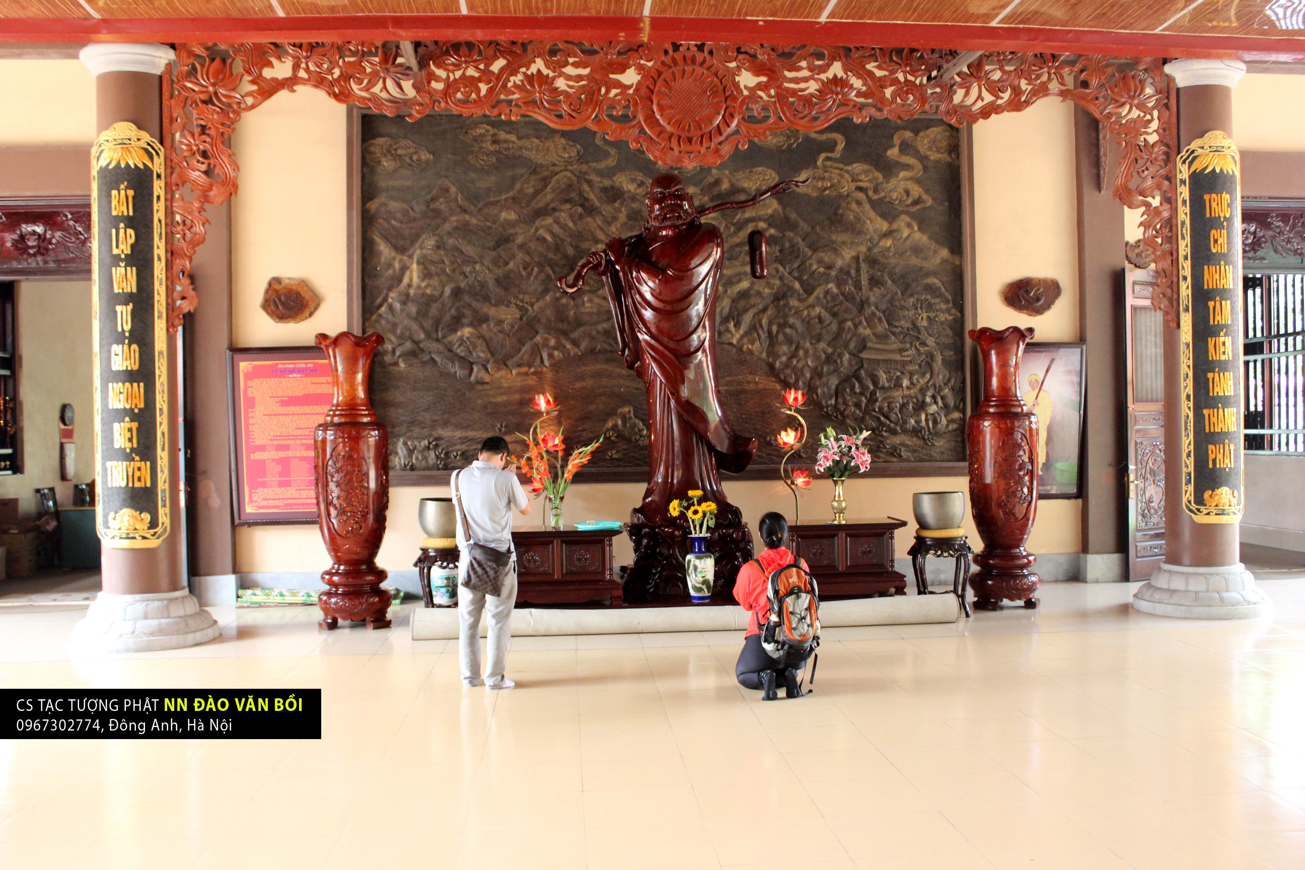 Tượng Tổ Bồ đề Đạt ma gỗ Hương nguyên khối cao 3.7m, tại Thiền viện Trúc Lâm Yên Tử