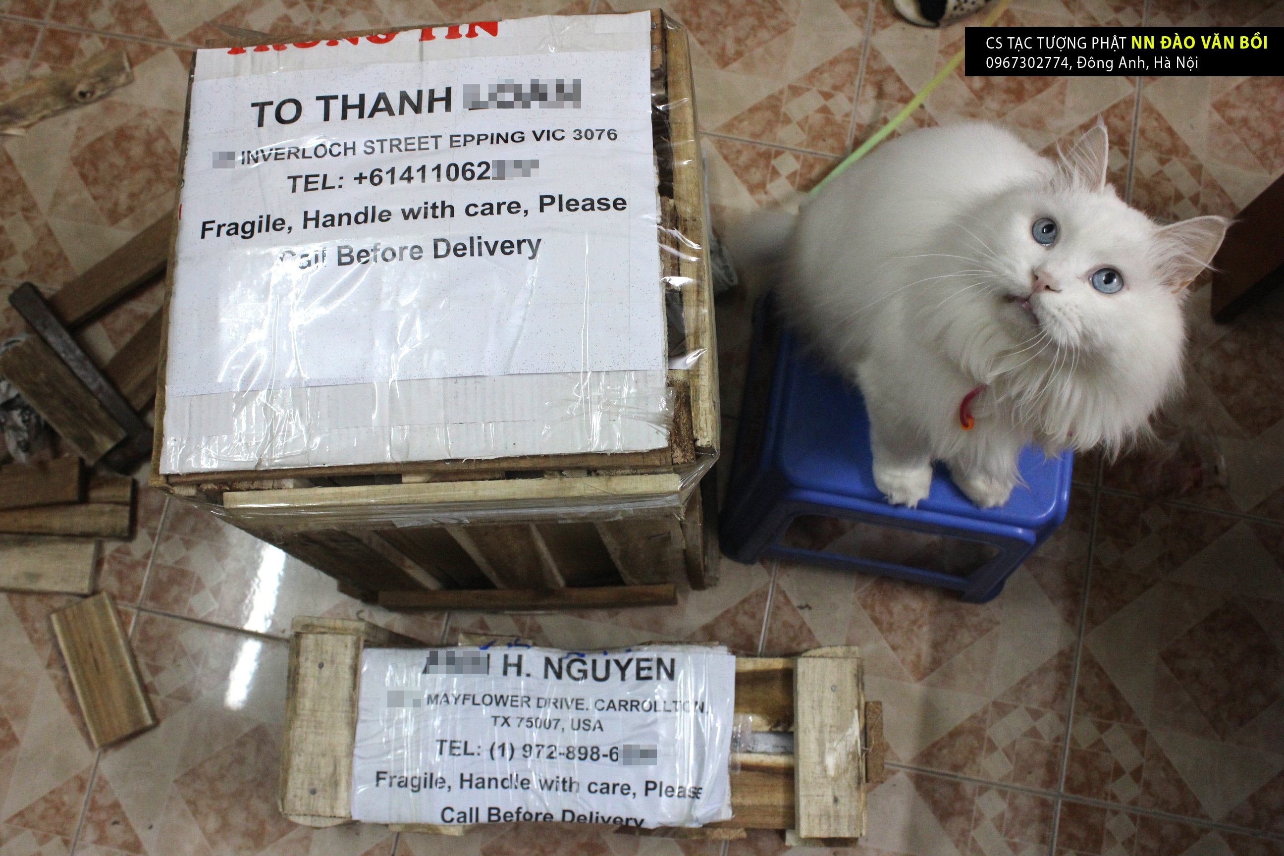 Đóng thùng hàng, vận chuyển Tượng Phật niết bàn và Phật Thích ca đi Mỹ và Úc