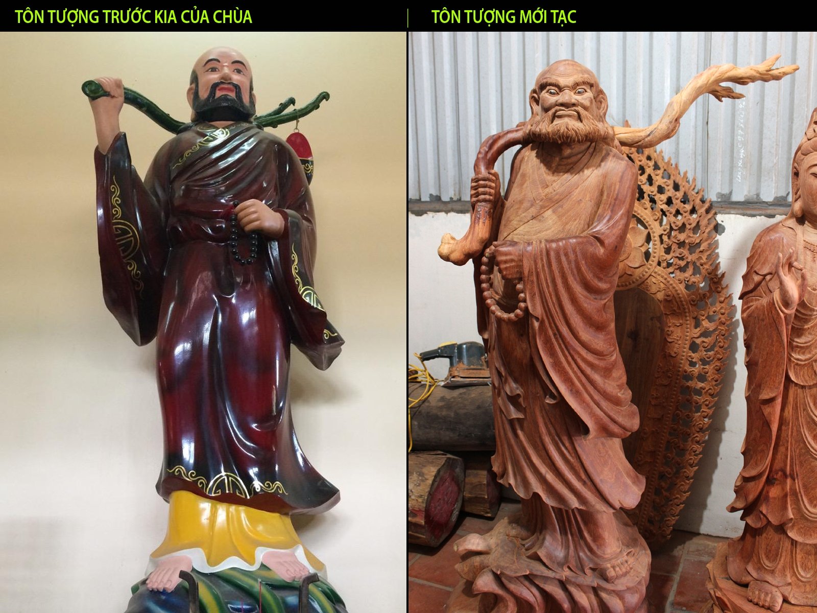 So sánh Mẫu tượng Tổ Bồ đề Đạt ma của chùa và Tôn tượng sau khi tạc