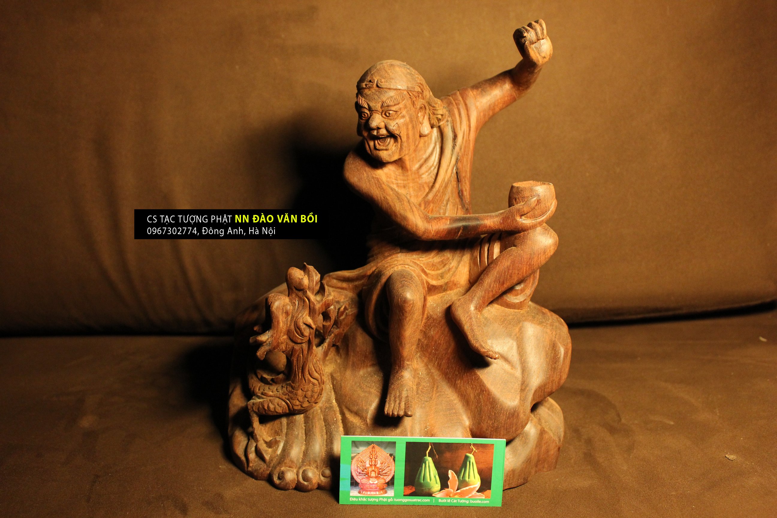 Tượng La Hán Hàng Long gỗ trắc