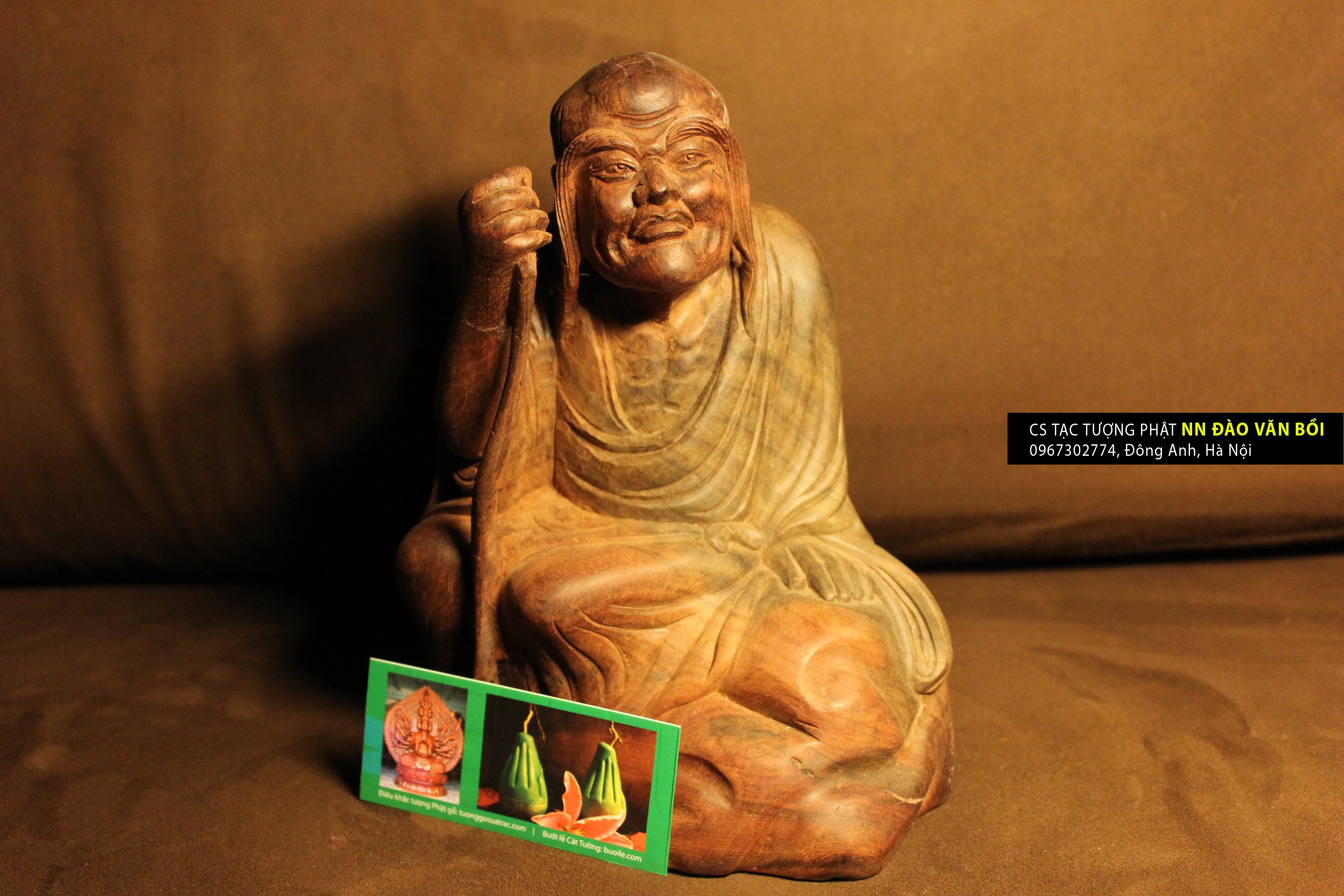 Tượng La Hán Trường Mi gỗ trắc